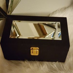 Black Fabric with Mirrored Top Decorative Boxes